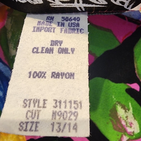 Vintage 90s Arrested By Jonathan Martin Dress Bright Floral Babydoll Tropical 14 - Picture 4 of 6